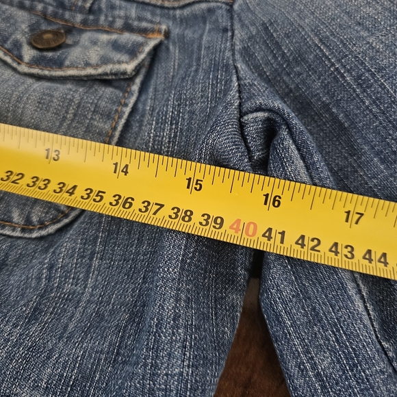 Tommy Hilfiger Distressed Denim Jacket Womens Size XS Faux Pockets - Picture 13 of 16